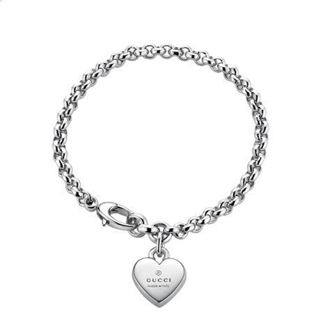 gucci trademark silver heart motif bracelet